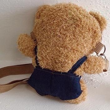 數量多 24小時內寄出)兒童包 小熊 熊熊 拉鏈包 側背包 斜跨包 包包 毛絨 單肩包 零錢包 百搭 穿搭 手拿包 小熊-細節圖2