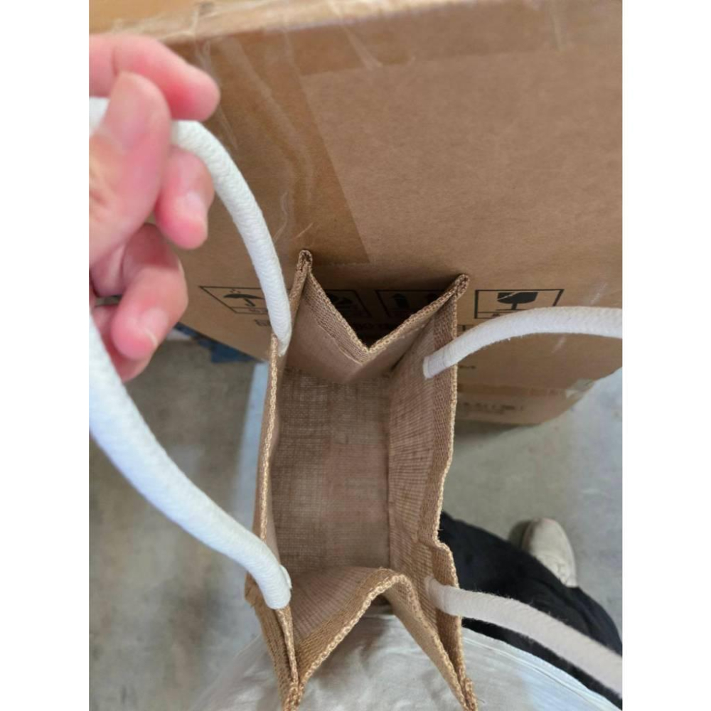 【現貨】PSA 黃麻手提袋 無印風小提袋 環保購物袋 杯袋 棉繩袋 禮物包 隨身收納袋-細節圖3