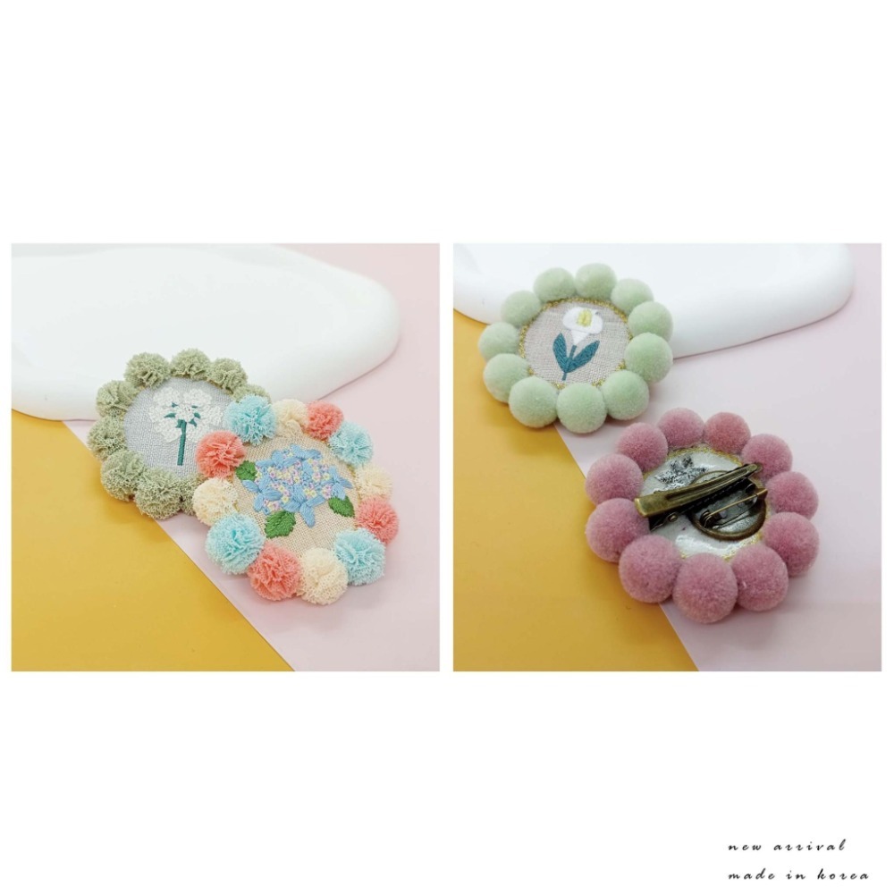 韓國飾品 -毛毛球動物刺繡 別針兼壓夾-細節圖9