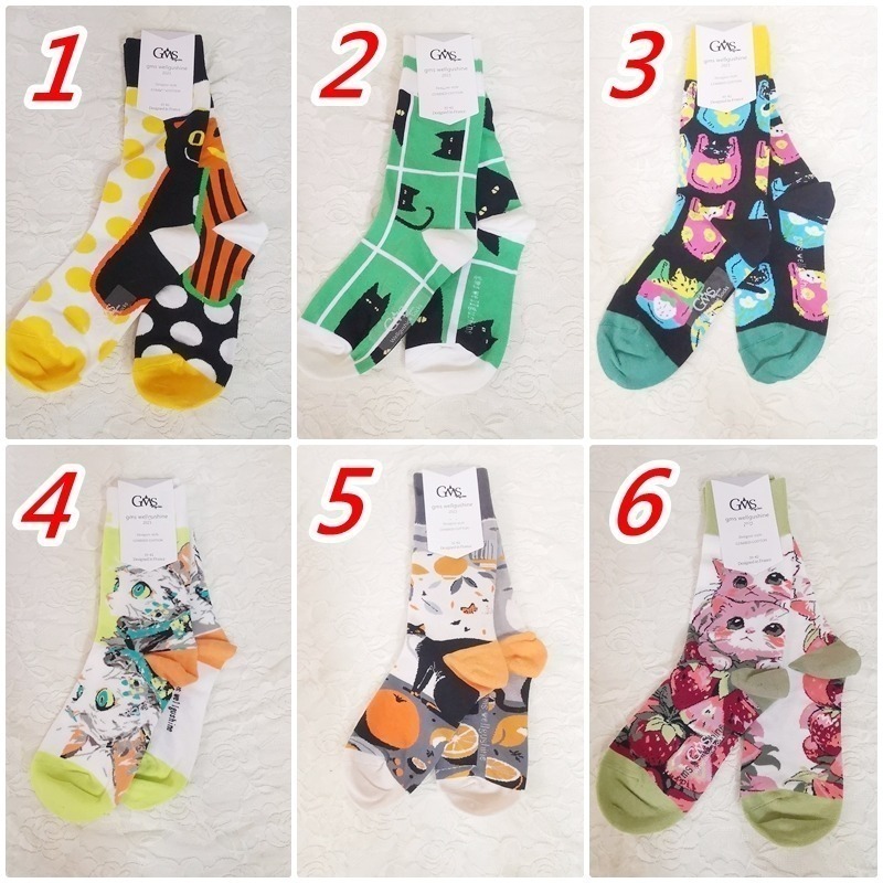 現貨 法國 潮襪  GMS  ab襪 襪子中筒襪 小腿襪 貓咪  熊貓 男襪 女襪 【78catus 義賣 幫助浪貓】-細節圖2