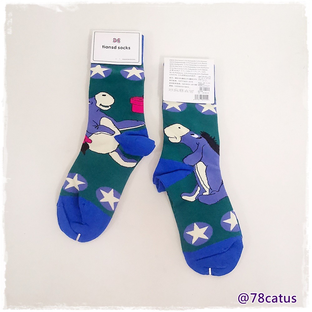 現貨  迪士尼 奇奇蒂蒂 屹耳 olu 維尼 小飛象 中筒襪 小腿襪  男襪 女襪【78catus 義賣 幫助浪貓】-細節圖6