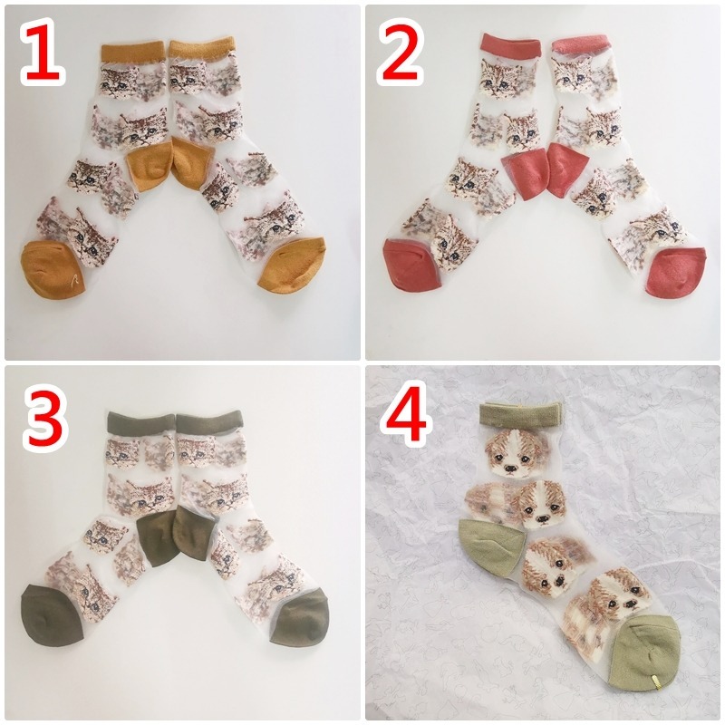 現貨 日本 水晶絲 貓咪 狗狗 短襪  絲襪【78catus 義賣 幫助浪貓】-細節圖2