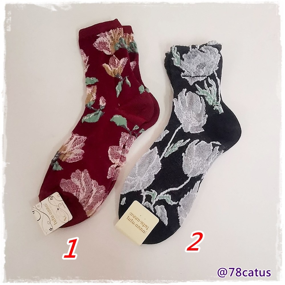 現貨 日本 TUTU ANNA 浮雕 小花 女襪 短襪 【78catus 義賣 幫助浪貓】-細節圖2