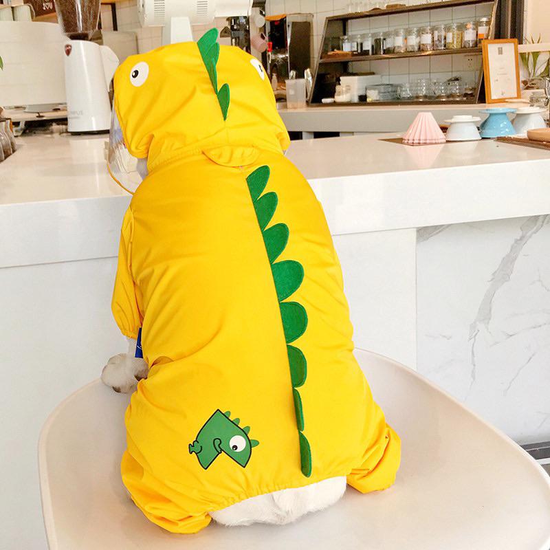 [台灣現貨]寵物狗狗法鬥巴哥科技恐龍防水輕透雨衣 防水 加大 防潑水 反光 雨衣 下雨必備 梅雨季 寵物雨衣 套腳雨衣-細節圖3