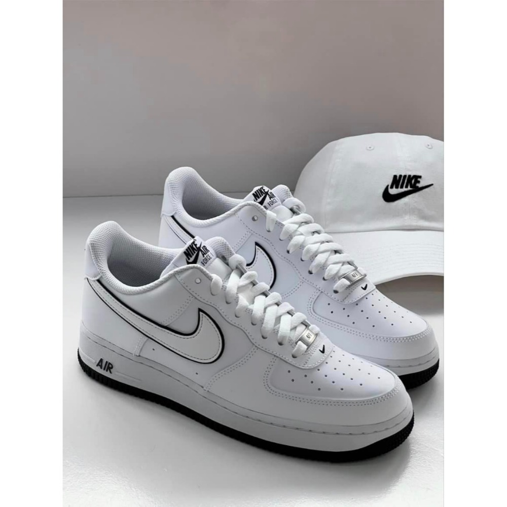 【大力好物】NIKE AIR FORCE 1 熊貓 全白 白黑滾邊 皮革 低筒休閒鞋 DV0788-103 AF1-細節圖2