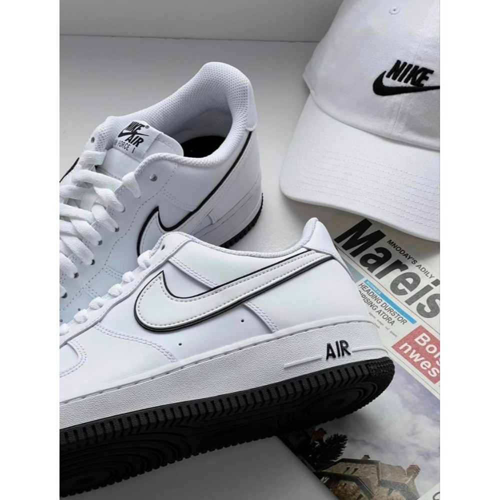 【大力好物】NIKE AIR FORCE 1 熊貓 全白 白黑滾邊 皮革 低筒休閒鞋 DV0788-103 AF1-細節圖4