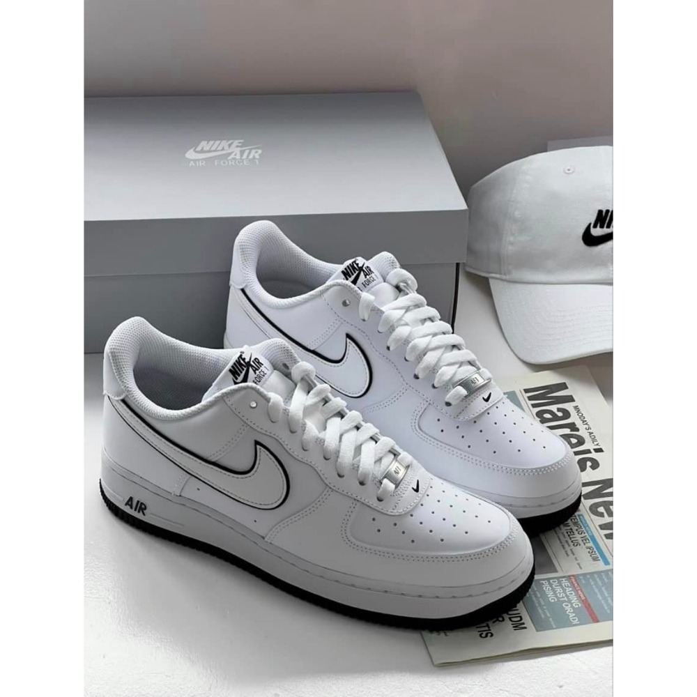 【大力好物】NIKE AIR FORCE 1 熊貓 全白 白黑滾邊 皮革 低筒休閒鞋 DV0788-103 AF1-細節圖5