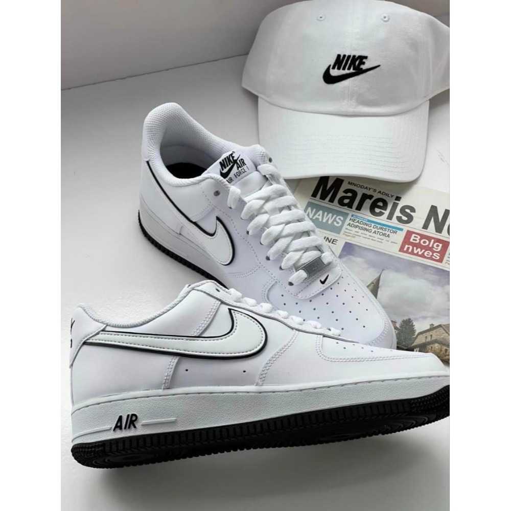 【大力好物】NIKE AIR FORCE 1 熊貓 全白 白黑滾邊 皮革 低筒休閒鞋 DV0788-103 AF1-細節圖6