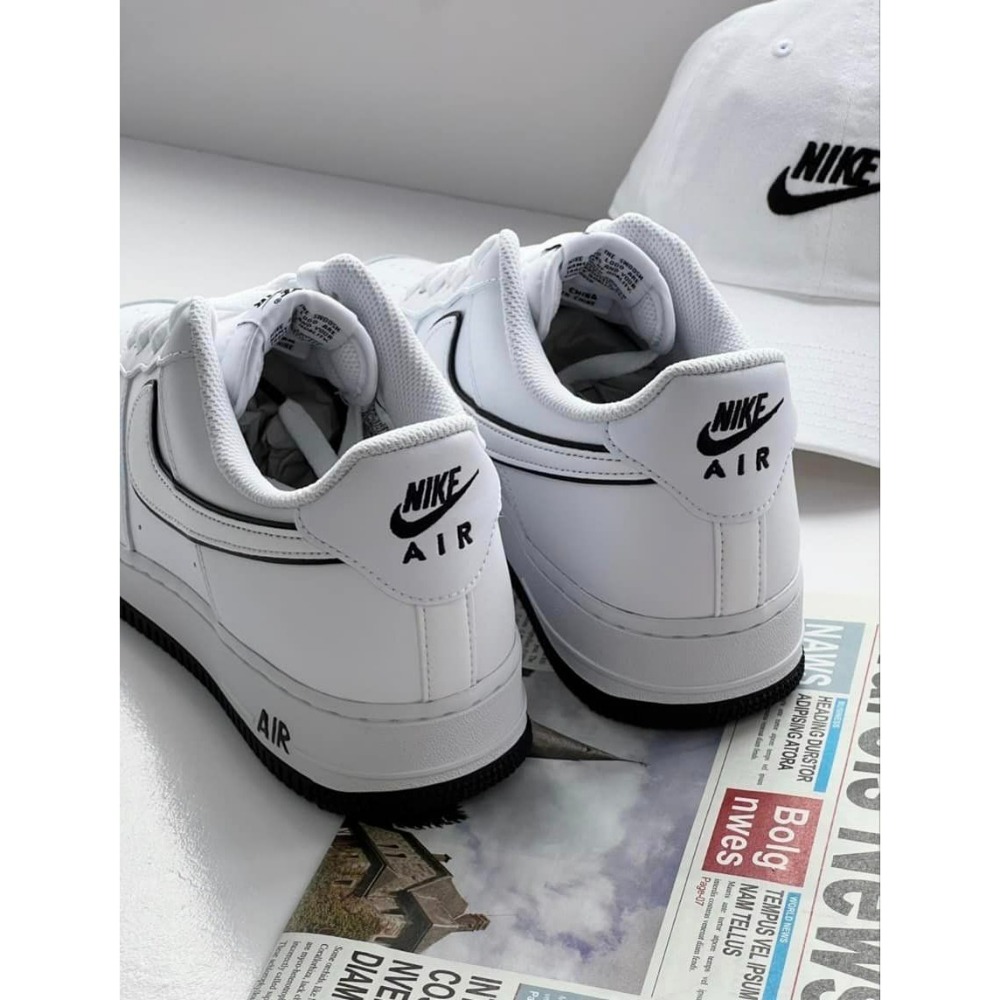 【大力好物】NIKE AIR FORCE 1 熊貓 全白 白黑滾邊 皮革 低筒休閒鞋 DV0788-103 AF1-細節圖7