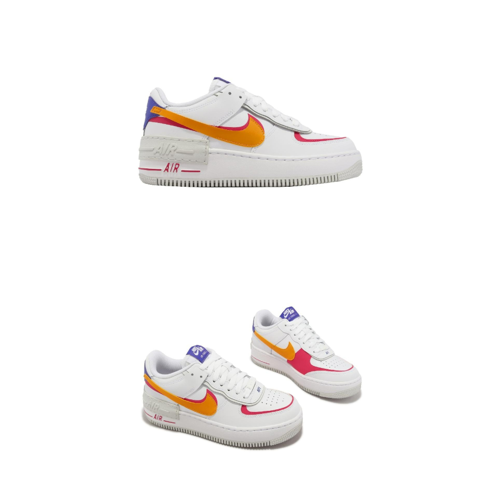 【大力好物】Nike 休閒鞋 AF1 Shadow 女鞋 白 橘 粉 皮革 撞色 雙勾 解構(DZ1847- 100-細節圖2