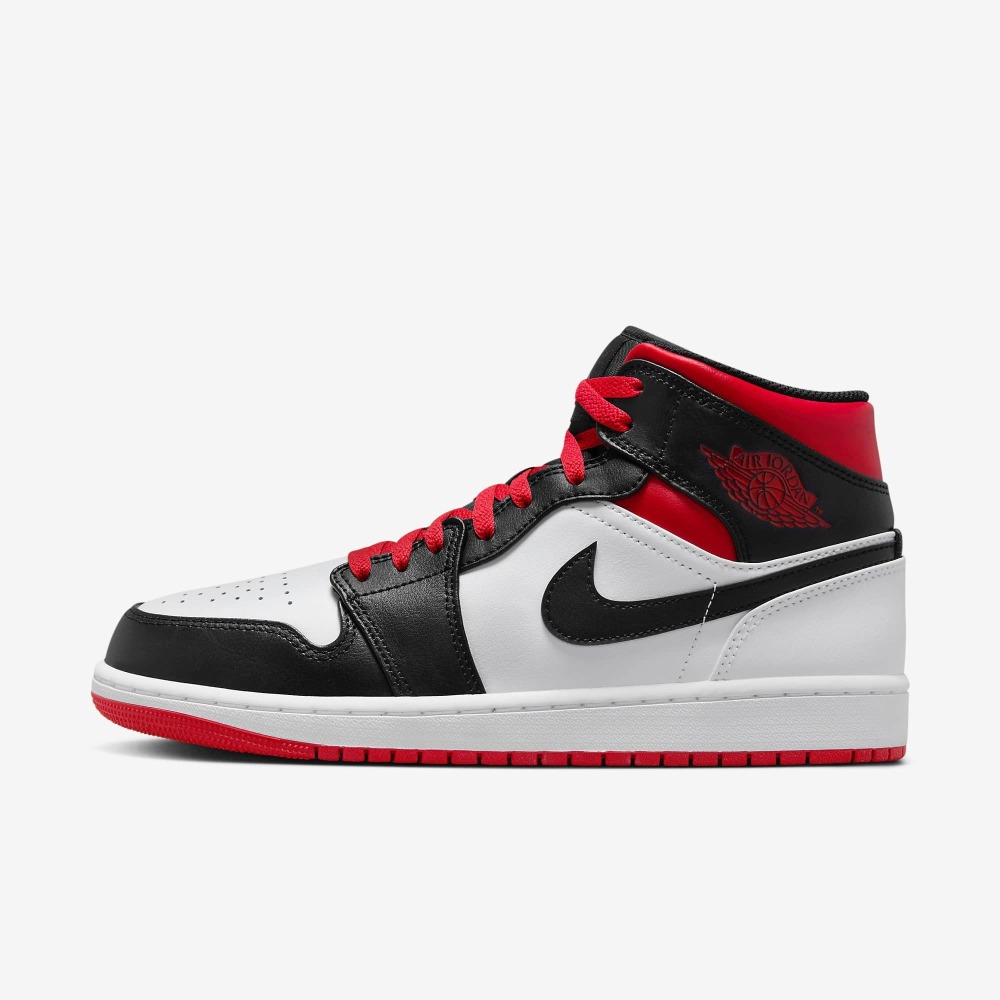 【大力好物】Nike Air Jordan 1 Mid 白黑紅 男鞋 休閒鞋 復古球鞋 喬丹 AJ1 DQ8426106-細節圖2