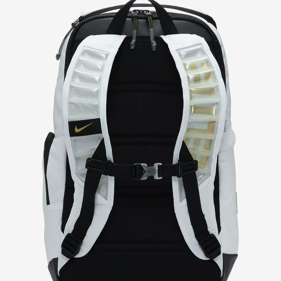 【大力好物】Nike  Elite Backpack 白黑金 後背包 氣墊背帶 大容量 菁英包 DX9786-100-細節圖4