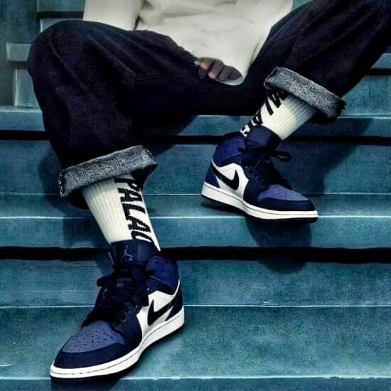 【大力好物】Nike Air Jordan 1 Mid 藍紫白黑 男鞋 休閒鞋 喬丹 AJ1 中筒 554724-445-細節圖6