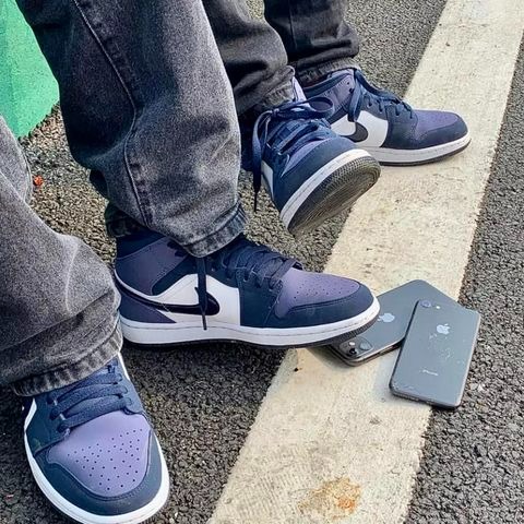 【大力好物】Nike Air Jordan 1 Mid 藍紫白黑 男鞋 休閒鞋 喬丹 AJ1 中筒 554724-445-細節圖7