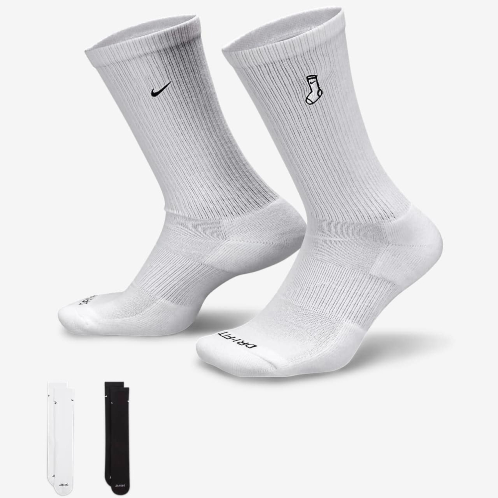 【大力好物】Nike Everyday Plus Socks 白黑 兩雙 小腿襪 休閒襪 運動襪 FB5709-90-細節圖4