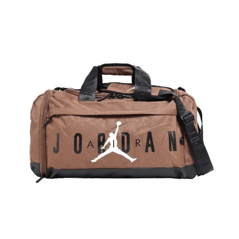 【大力好物】NIKE 健身包 Jordan  Bag 棕 黑 多夾層 旅行袋 斜背包 JD2433043AD-001-細節圖2