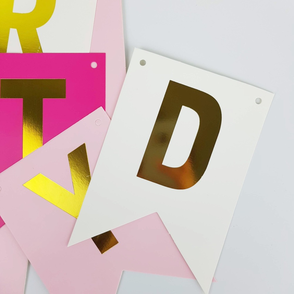 燙金燕尾掛旗-混色款 [紙質] 慶生 生日 派對 裝飾 佈置 掛旗 橫幅-細節圖3