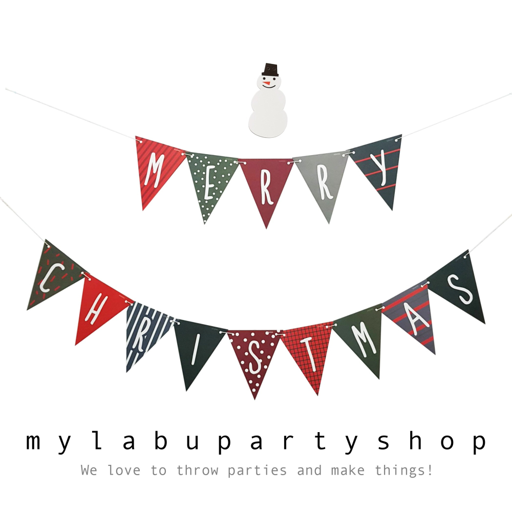 聖誕系列：雪人聖誕三角掛旗 [紙質]-細節圖2