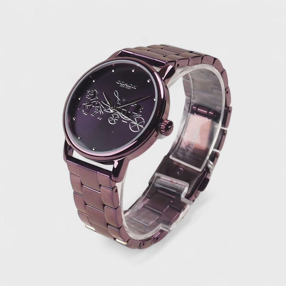 Grand 經典馬車Logo不鏽鋼女錶-36mm(紫色)-細節圖3