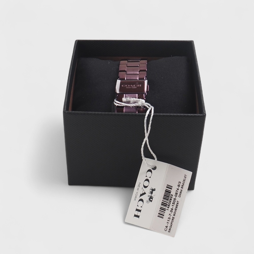 Grand 經典馬車Logo不鏽鋼女錶-36mm(紫色)-細節圖7