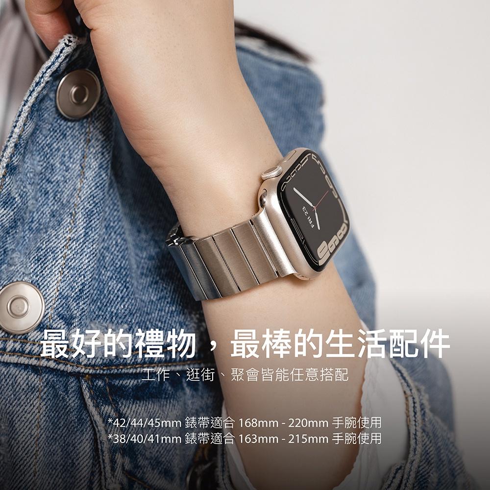 MAGEASY 魚骨牌 Apple Watch 1-8代 適用 Maestro M 不鏽鋼磁扣鏈錶環 金屬錶帶-細節圖5