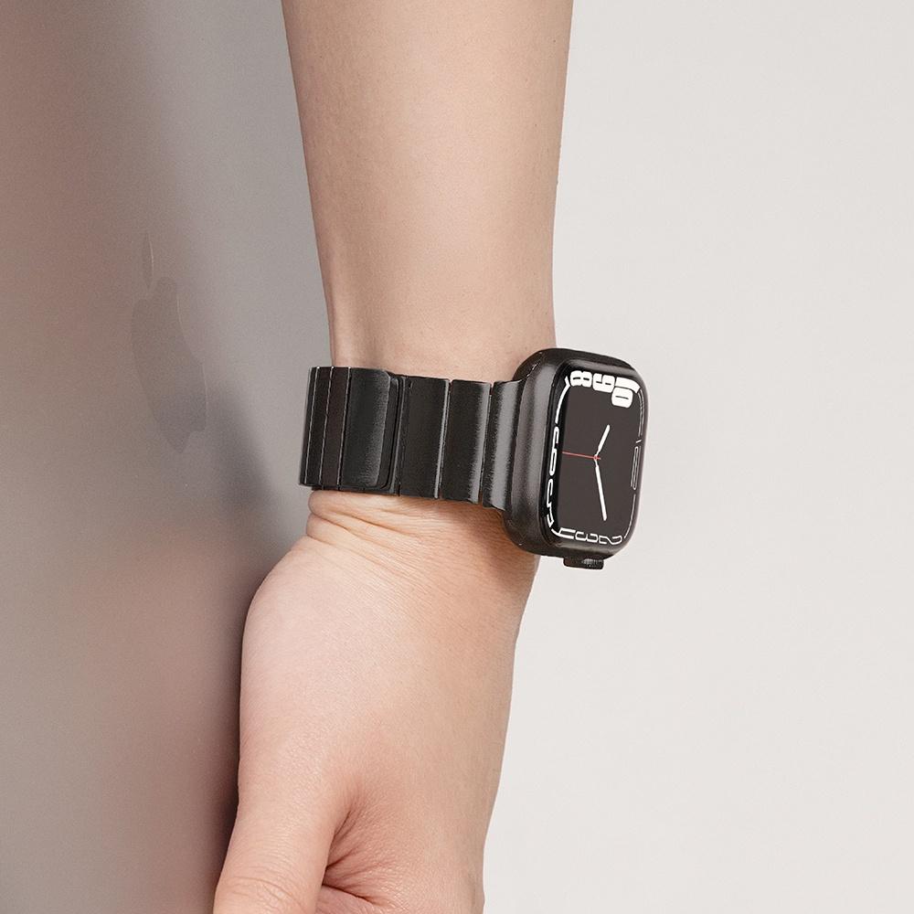 MAGEASY 魚骨牌 Apple Watch 1-8代 適用 Maestro M 不鏽鋼磁扣鏈錶環 金屬錶帶-細節圖7