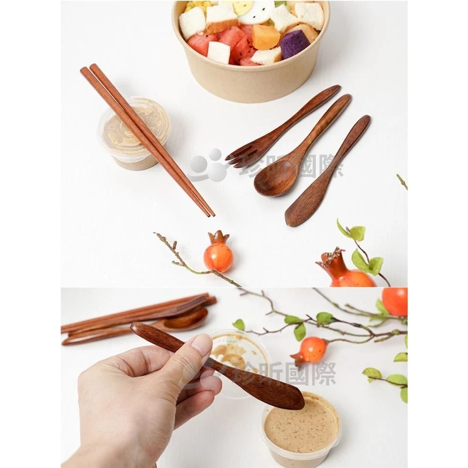 【珍昕原木】質感自然楠木紅檀木叉勺筷刀 四款-細節圖7