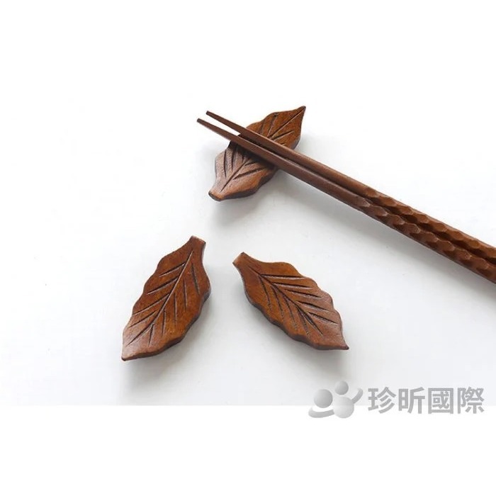 【珍昕原木】2件組 日式楠木手作樹葉造型筷子架-細節圖2