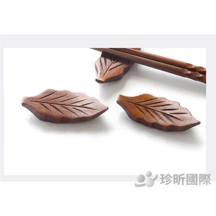 【珍昕原木】2件組 日式楠木手作樹葉造型筷子架-細節圖3