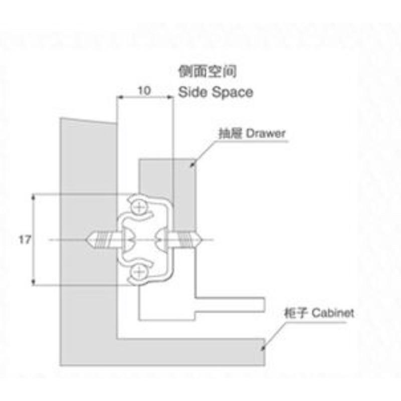 17mm迷你型雙開滑軌 抽中 窄版 崁入式滑軌-細節圖8