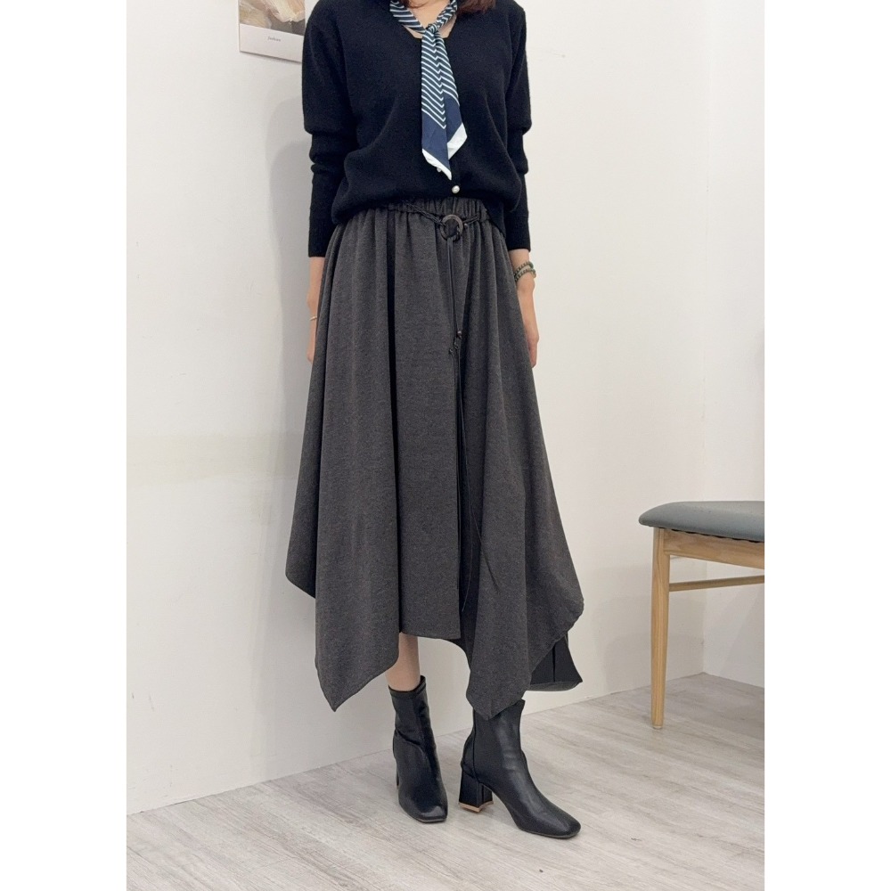 附腰帶不規則裙・一穿直接瘦一圈！-規格圖11