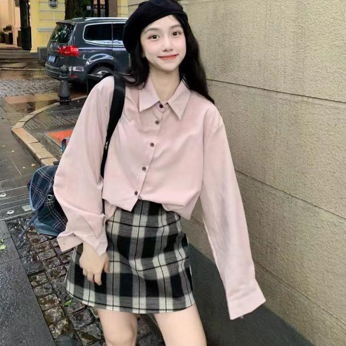 復古風 格紋 高腰學院風 格子褲裙   萬年不敗款 女生衣著-細節圖2
