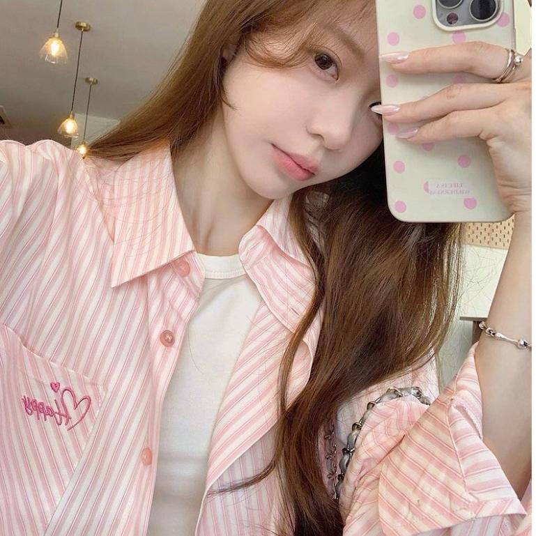 💗甜美系必收條紋襯衫💗微寬鬆慵懶版型+溫柔粉白條紋-細節圖5