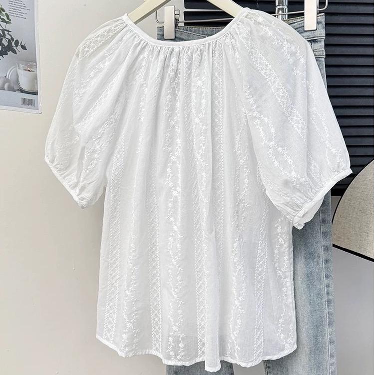 ✨現貨✨精緻刺繡 流蘇 綁帶 棉麻短袖上衣 女生衣著 批發-細節圖7