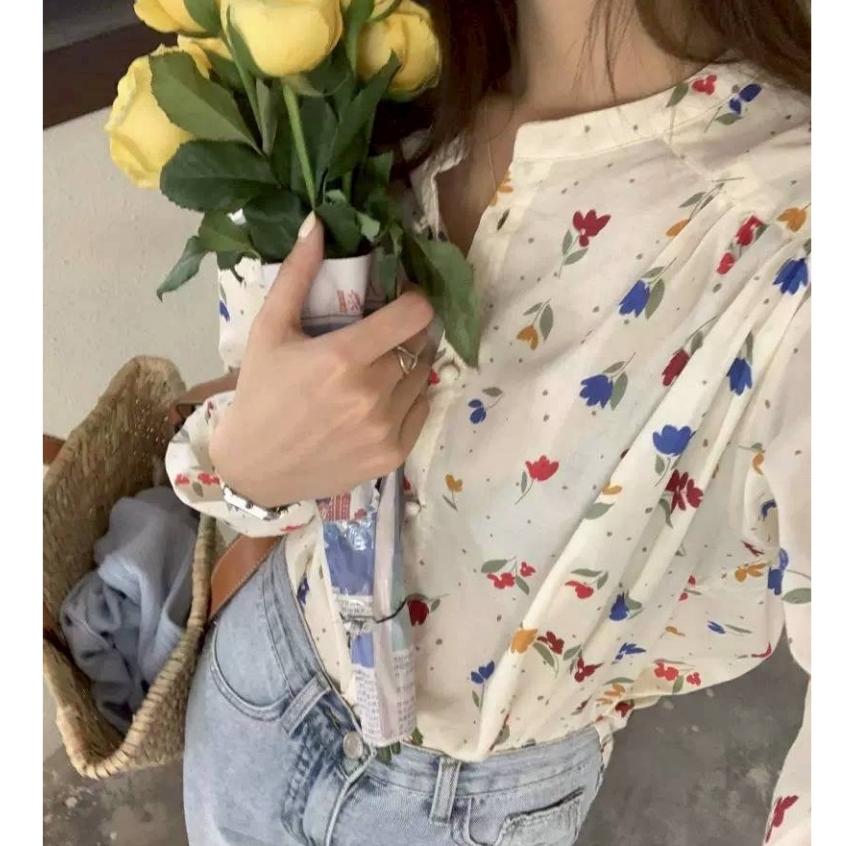 甜美文青風🌷春日花語 小花襯衫  清新碎花設計 甜而不膩  女生衣著-細節圖4