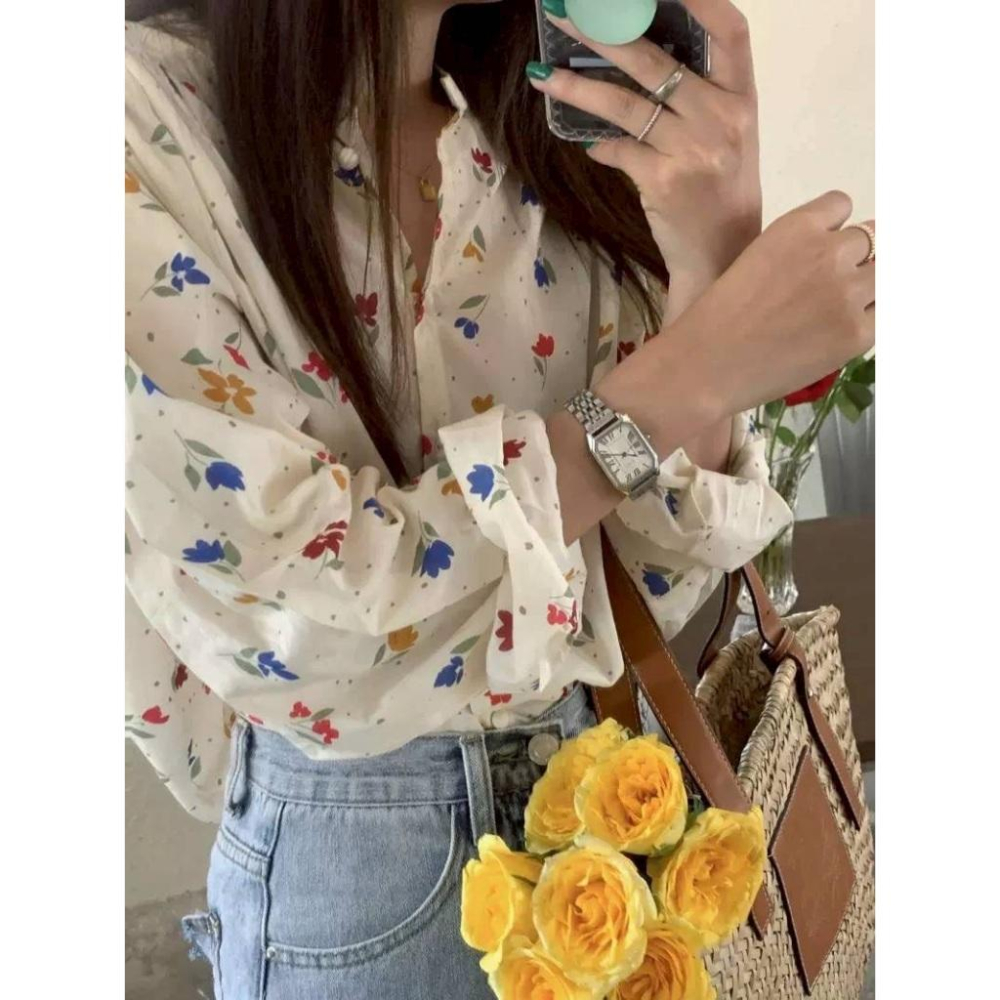 甜美文青風🌷春日花語 小花襯衫  清新碎花設計 甜而不膩  女生衣著-細節圖5
