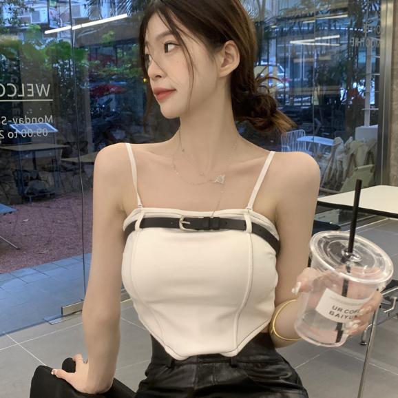 皮帶扣設計 短版百搭 吊帶背心-細節圖3