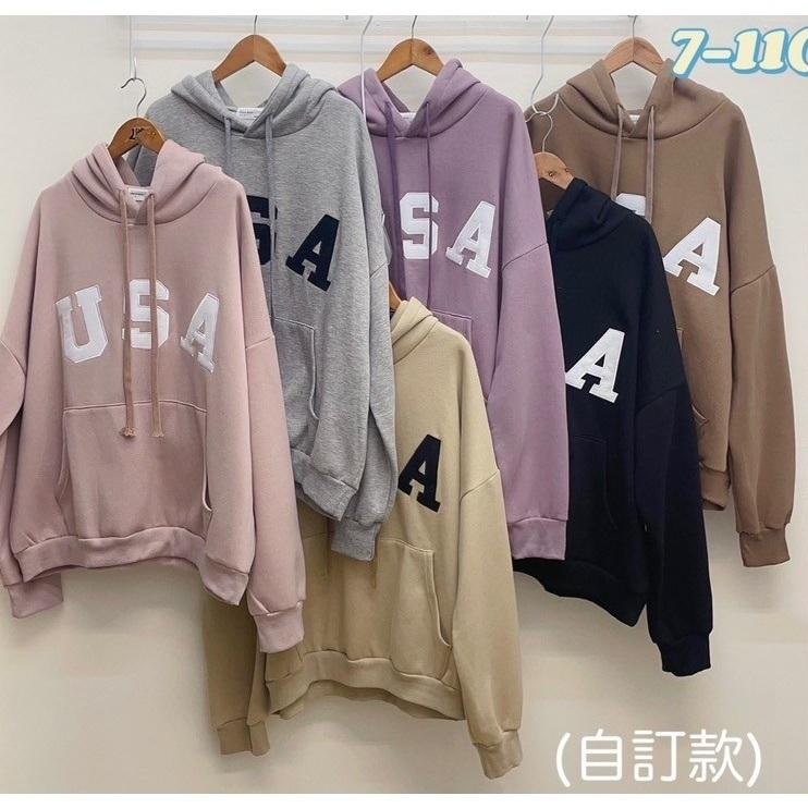 USA(6色)  內磨毛  萬年不敗 連帽韓T 大學T 帽T-細節圖10