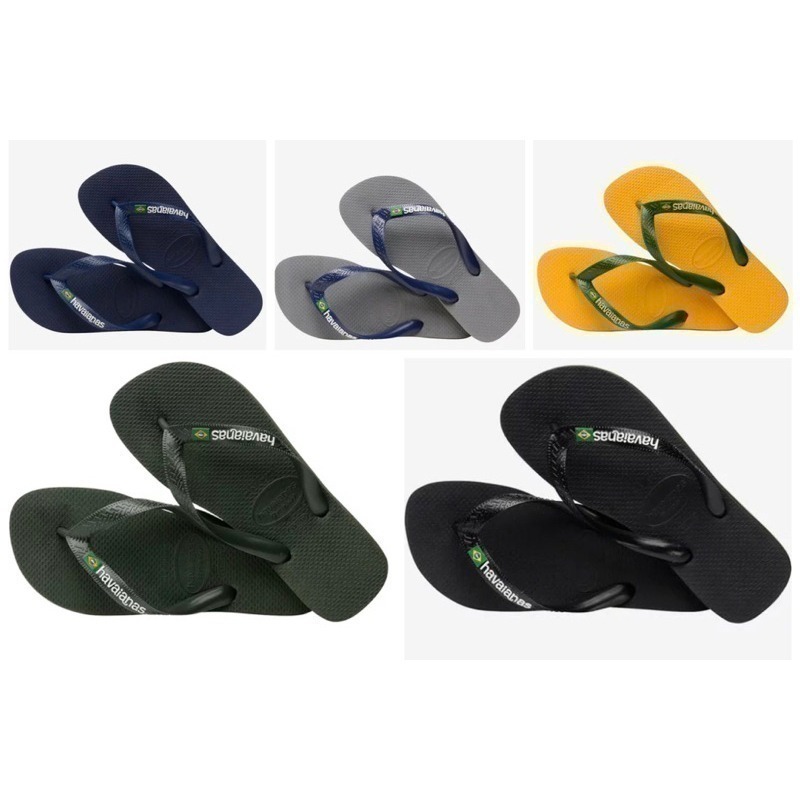 巴西人字拖Havaianas 男款 Brasil logo 深藍/ 黃/ 黑/墨綠夾心 /白-細節圖2