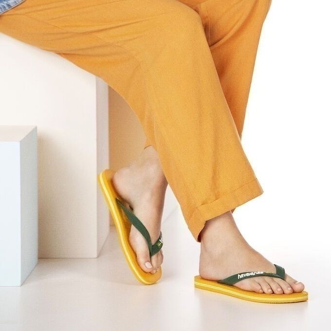 巴西人字拖Havaianas 男款 Brasil logo 深藍/ 黃/ 黑/墨綠夾心 /白-細節圖4