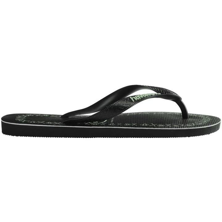 巴西人字拖Havaianas 男款Top goodvibez 黑底白字/黑底綠字/ 白邊-細節圖3