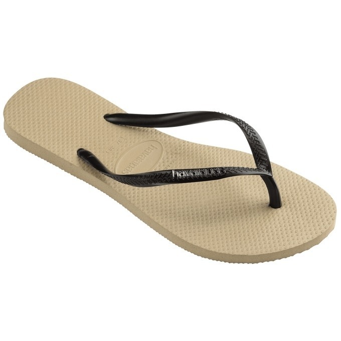 巴西人字拖Havaianas 女款 Slim logo metallic/沙金黑扣-細節圖4