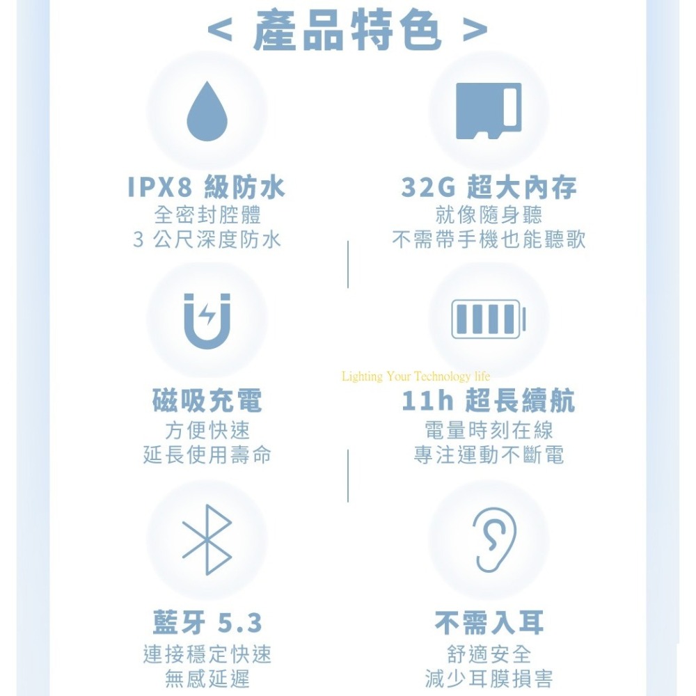 PaMu S36骨傳導游泳藍牙耳機 骨傳導耳機 pamate S36-細節圖3