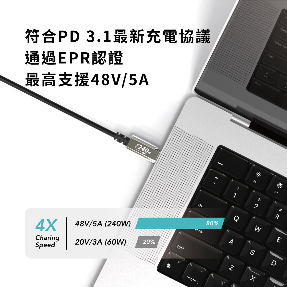 【Avier】Uni Line PD3.1 240W USB-C 高速充電傳輸線 2M-細節圖6