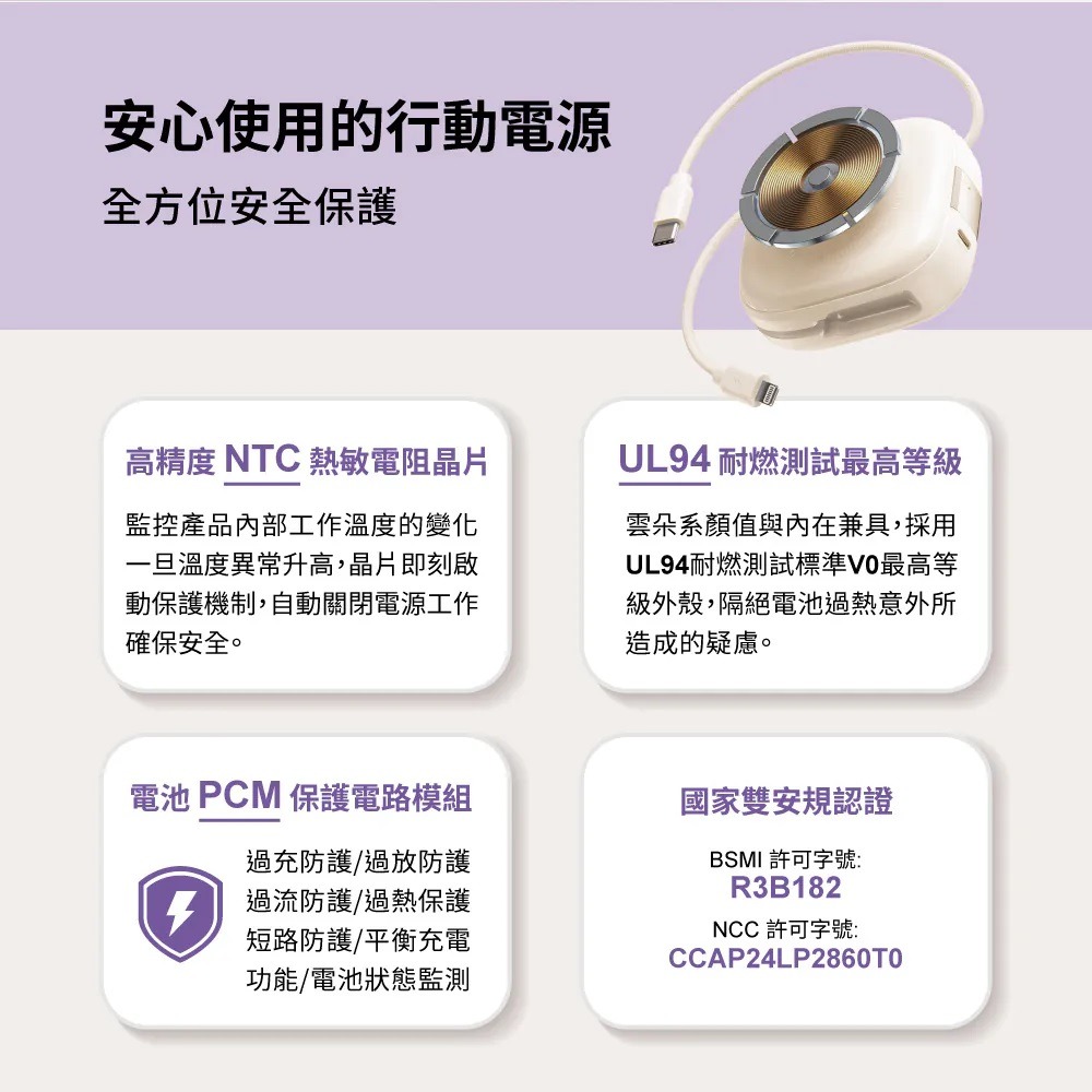 aircolor 雲朵系六合一磁吸快充行動電源10000mAh 支援Apple Watch充電-細節圖10