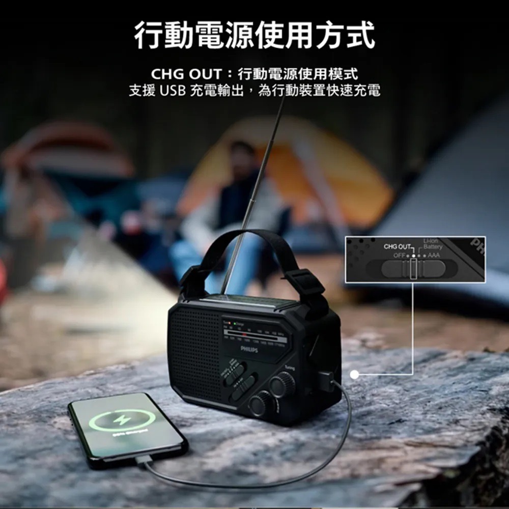 【現貨】PHILIPS TAR1609 防災手搖式收音機 緊急照明 緊急電源 手搖充電 太陽能充電-細節圖11