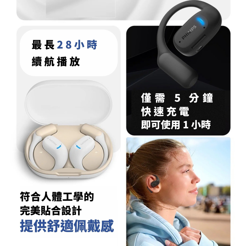 Philips GO系列 TAA6709 OPENGO Pro 開放式運動藍牙耳機 耳掛式耳機-細節圖6