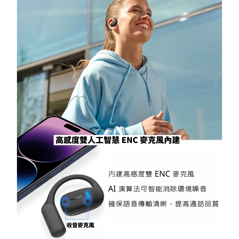 Philips GO系列 TAA6709 OPENGO Pro 開放式運動藍牙耳機 耳掛式耳機-細節圖7