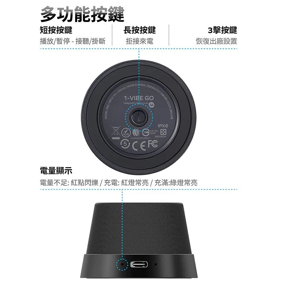 Momax 摩米士 1-Vibe Go 磁吸藍牙喇叭 迷你磁吸支架無線音箱 BS6TW-細節圖10