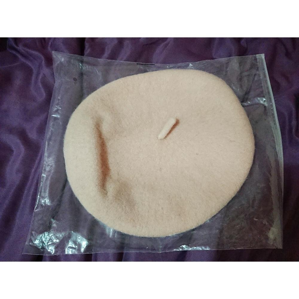 米色 可調節羊毛貝雷帽 秋冬天 加厚立體 女士 畫家帽-細節圖2